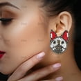 thumbnail image 4 of BiiU Classic black, Red and White bead earing, 4 of 4