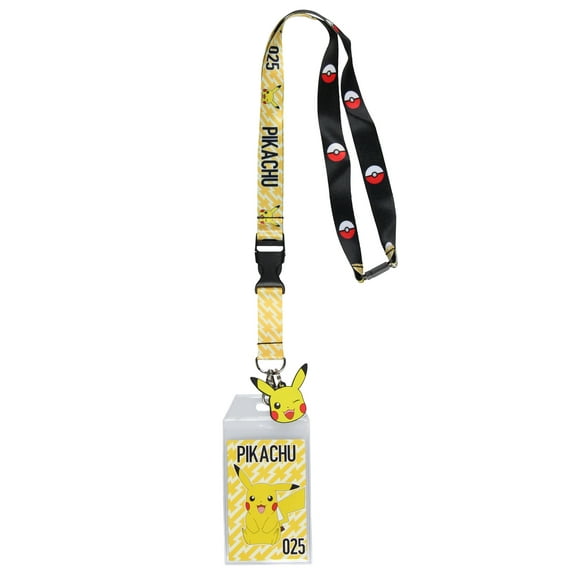 Pokemon Pikachu 025 ID Badge Holder Rubber Charm 2-Sided Breakaway Lanyard