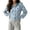 Blue, variant on Womens Polka Dot Cardigan Denim Collared Long Sleeve Patchwork Knit Sweater Button Down Tops For Casual Workout