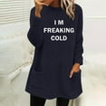 thumbnail image 2 of WREESH Womens Fashion Sweatshirt Fuzzy Fleece Crewneck Sweatshirt Print Pullover Plus Size Long Sleeve Tops Round- Neck And Winter Loose Pocket Warm Blouse Tops Navy, 2 of 4