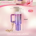 thumbnail image 2 of Uxcell Mini Cup Keychain, Lip Balm Holder Mini Tumbler Key Chain Decor Keychain Charm for Handbag Purse Gradient-Pink Purple, 2 of 7
