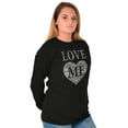 thumbnail image 4 of Cute Edgy Love Me Heart Romantic Women's Long Sleeve T Shirt Brisco Brands M, 4 of 6