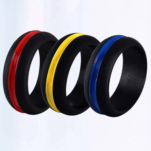 OFFIGAM 3Pcs Silicone Rings Women Scratch Resistant Ring Assorted Color for Daily Wear Adults