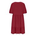 thumbnail image 6 of Plus Size Dresses for Curvy Women 2025 Summer Short Sleeve Crew Neck Mini T Shirt Dress Pleated Ruffle Flowy Beach Sundresses, 6 of 7