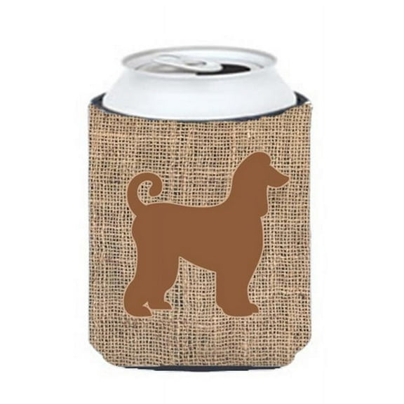 Afghan Hound Burlap And Brown Can Or Bottle  Hugger