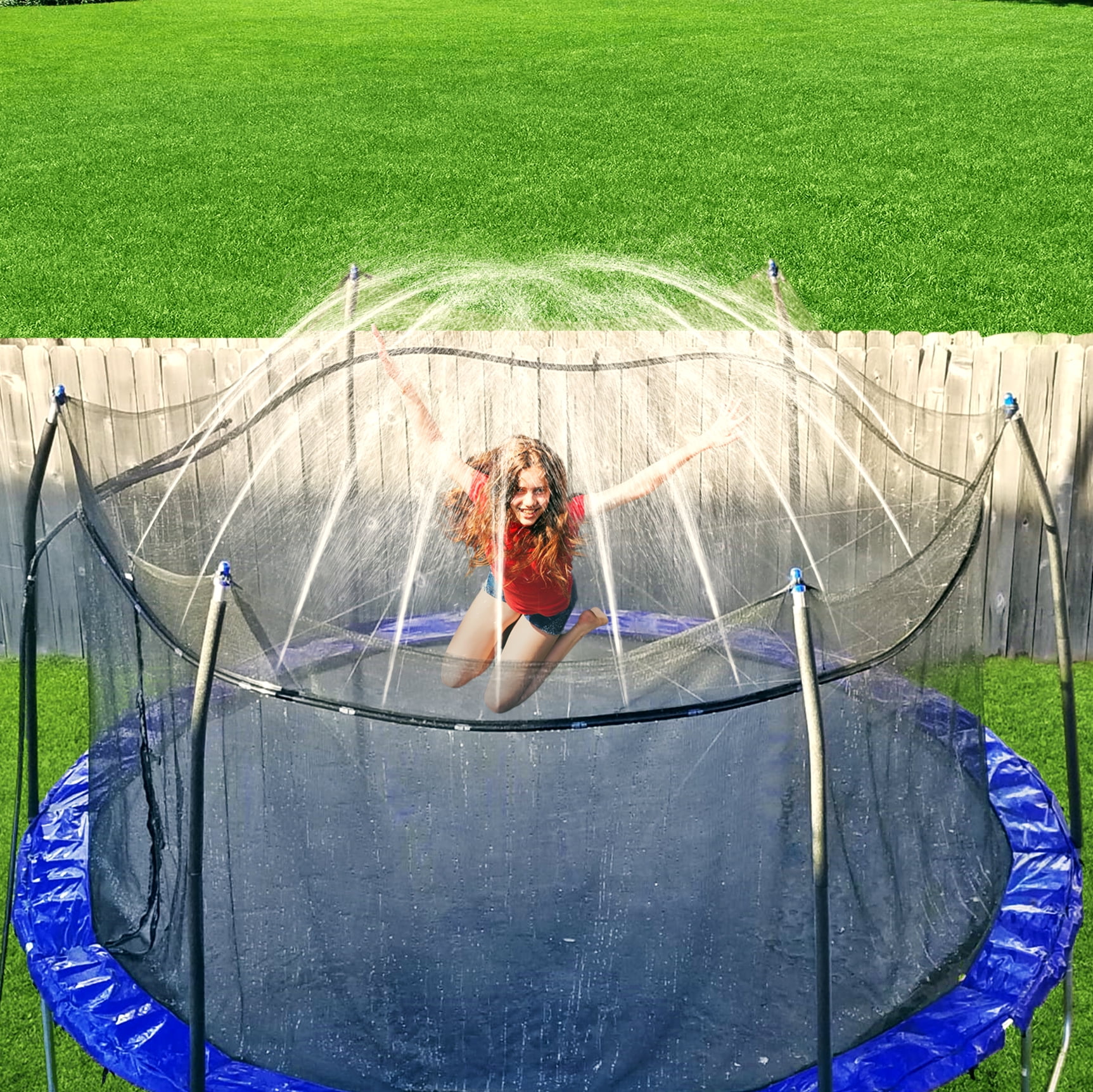 Trampoline Accessories 39 ft with 50 Zip Ties Trampoline Sprinkler Outdoor Trampoline Water Sprinklers for Kids & Adults Fun Summer Water Park Backyard Toys for Boy Girl Play Outside Activity