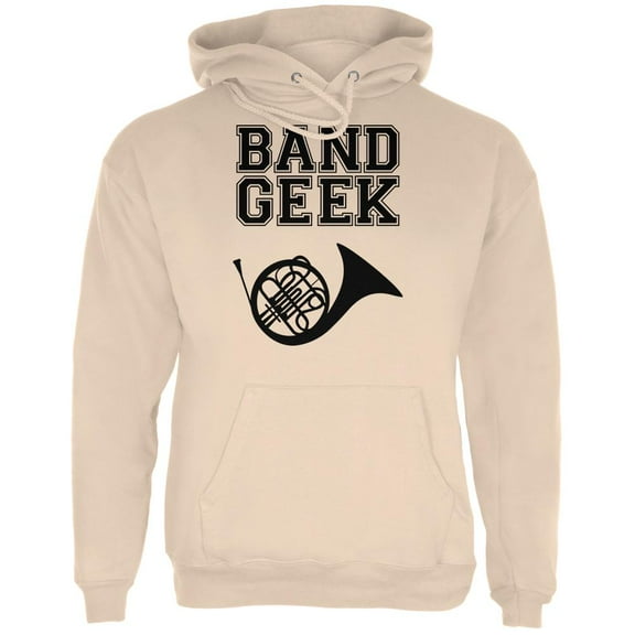 Band Geek French Horn Mens Hoodie Sand X-LG