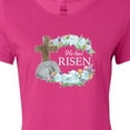 thumbnail image 4 of Inktastic Easter He Has Risen with Cross and Flowers Women's T-Shirt, 4 of 5