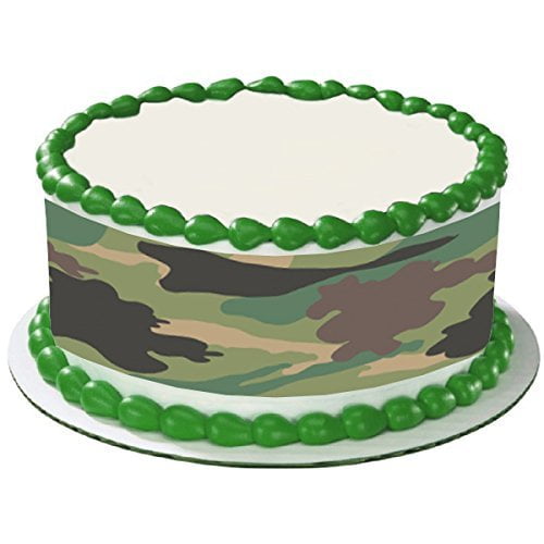 Camo Camouflage Army Green Tranditional Hunting Hunter Cake Side Strips Cake Topper Edible Icing Image Walmart Com Walmart Com