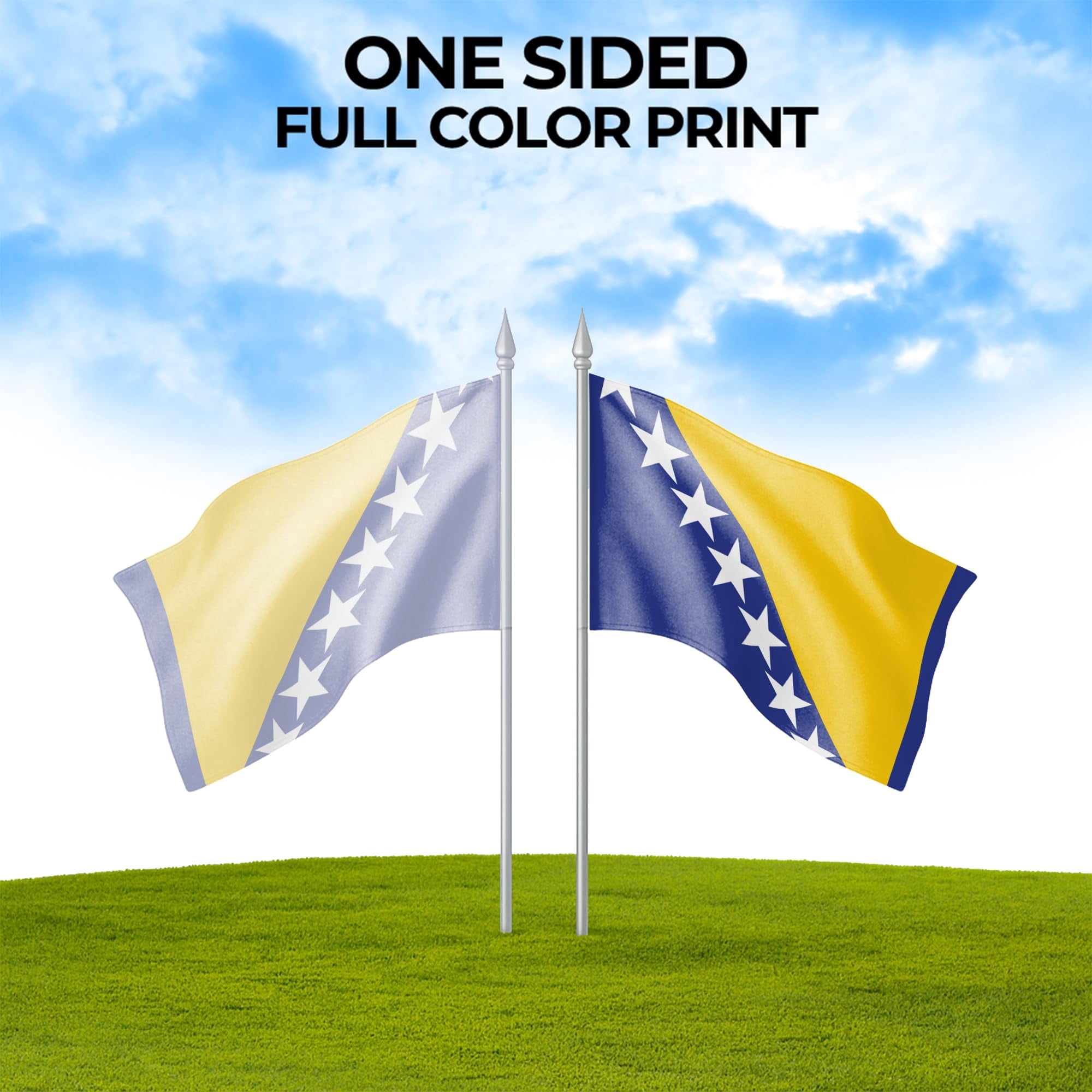 Bosnia and Herzegovina Outdoor Flag (5x8ft) by DreamController - Durable, Fade-Resistant Polyester, Double-Stitched, Brass Grommets - HD Printed Southern Europe Flag - Made in USA