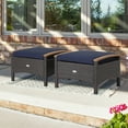 thumbnail image 1 of Gymax 2PCS Patio Ottomans Wooden Handles Rattan Knitting Foot Pedal Navy, 1 of 9