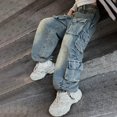 thumbnail image 6 of Huanglei Girl Fashion Denim Overalls Casual High Waist Long Pants With Pockets, 6 of 9