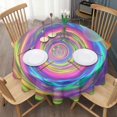 thumbnail image 3 of Colorful Tie Dye Spiral Pattern Round Tablecloth 60"x60",Wrinkle Wipeable Table Cloth for Kitchen Dining Room Picnic Patio Party, 3 of 6
