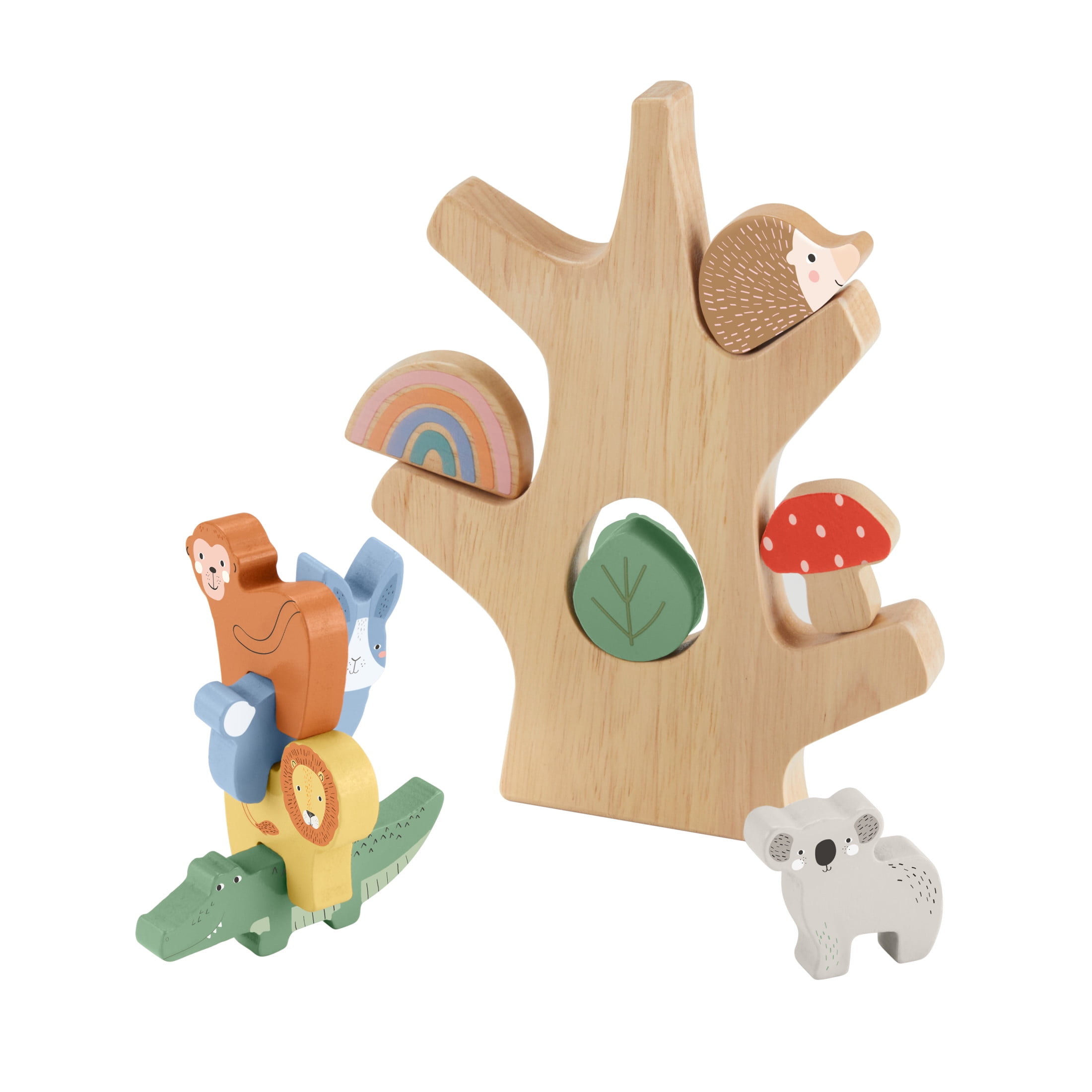 Fisher-Price Wooden Balance Tree Stacking Activity Toy, for Toddler Development Play, 10 Pieces