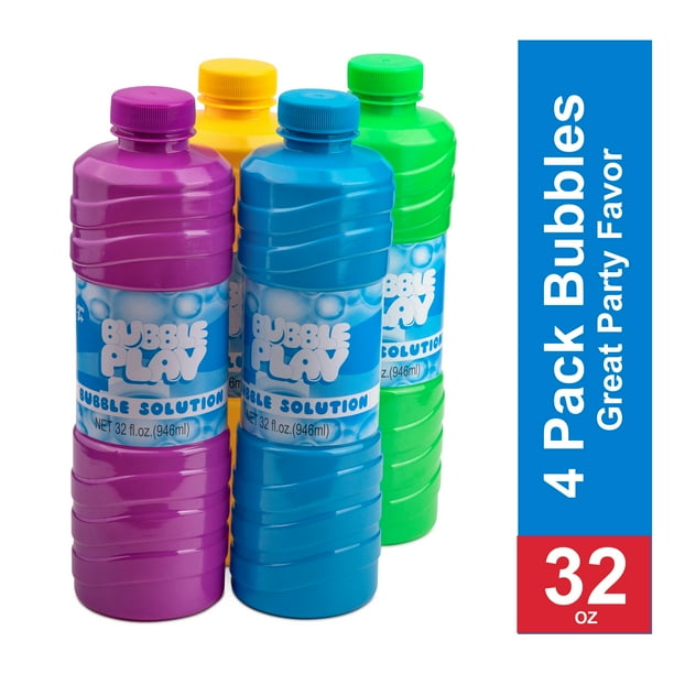 BubblePlay Bubble Solution Refill Bubbles for Kids, 4 Bottles of 32 OZ
