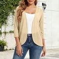 thumbnail image 4 of Women's Casual 3/4 Sleeve Lightweight Cardigan Open Front Summer Cardigans Trendy Shrug Coverups Beige S(S), 4 of 9