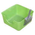thumbnail image 1 of Esquirla Cat Litter Box Large Space Smooth Portable U Shape Lowered Front for Indoor Cats green, 1 of 8