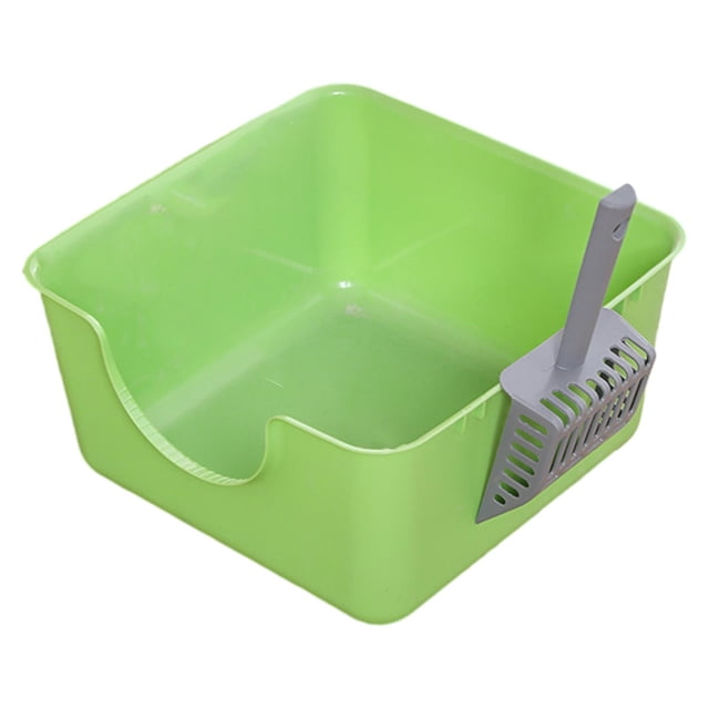 Esquirla Bac à Litière pour Chat Grand Espace Lisse Portable en Forme de U avant Abaissé pour Chats d'Intérieur Vert