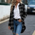 thumbnail image 2 of Akmaiox Womens Plaid Shirts Long Sleeve Button Down Lapel Lightweight Jacket Oversized Trendy Streetwear Fall Winter Coats S-2XL, 2 of 8