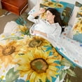 thumbnail image 4 of Homewish Vibrant Sunflower Twin Bedding Sets 7-Piece, Square Abstract Art Bedding Comforter Set, Rustic Farmhouse Reversible Sheet Sets, Breathable Home Decor, 4 of 7