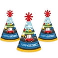 thumbnail image 7 of Big Dot of Happiness Cars, Trains, and Airplanes - Cone Happy Birthday Party Hats for Kids and Adults - Set of 8 (Standard Size), 7 of 7