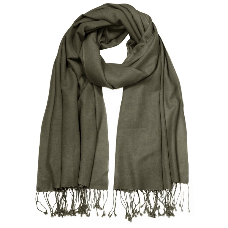 Scialle Pashmina Verde Militare - Leggero E Morbido, Perfetto Per La Sera O Come Coperta Da Picnic - 2