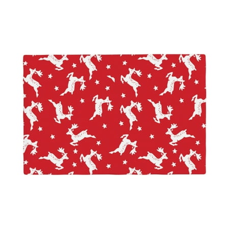 

Placemats Set Of 4 / 6 Minimalist Cute Deer Red White Placemats For Dining Table Indoor/Outdoors Heat Resistant Washable Placemats 18 X 12