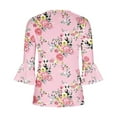 thumbnail image 5 of MesaSe Womens Tops Ladies Top Floral Print V-Neck Short Sleeve Button T-Shirt Beige L, 5 of 5