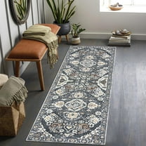 MeyJey Boho Indoor Hallway Runner Rug 2'x6', Oriental Non Slip Machine Washable Area Rug Distressed Vintage Floor Carpet for Bedroom Kitchen Dinning/Living/Laundry Room, Gray/Brown