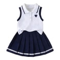 thumbnail image 5 of oqasdz Girls Summer Outfits 2 Piece Sleeveless Top with Plaid Pleated Skirt Preppy School Toddler Kids Clothing Sets Daily Wear, 5 of 7