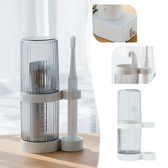 LSLJS Toothbrush Holder Stand with ToothBrush Cups/Cover, Toothpaste Holder Stand Storage Organizer Holder Stand, for Electric Toothbrushes, Toothpaste To, Toothbrush Holder