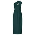thumbnail image 3 of Abcnature Womens Maxi Dress Savings Clearance Deals, Women Solid Slimming One Shoulder Sleeveless Split Hem Dress, Plus Size Summer Casual Long Dresses Beach Party Dress Green M, 3 of 5