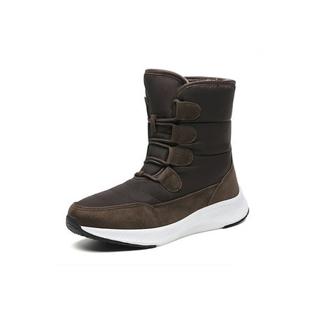 

Woobling Women Winter Boot Mid Calf Waterproof Bootie Plush Lined Snow Boots Driving Hiking Booties Cold Weather Warm Shoes Comfort Slip Resistant Brown 7