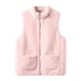 thumbnail image 3 of Girls Fleece Vest with Pockets Casual Full Zip Warm Turtleneck Kids Fall Winter Outwear Pink 5, 3 of 7