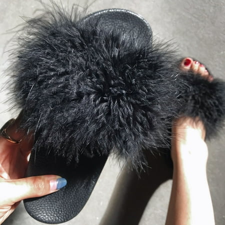 

MRULIC slippers for women Womens Flip-Flops Summer Elegant Lady Solid Color Outdoor Beach Casual Slippers house slippers for women Black + US:9