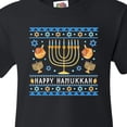 thumbnail image 4 of Inktastic Happy Hanukkah Sweater Style Design with Menorah and Dreidel Youth T-Shirt, 4 of 5