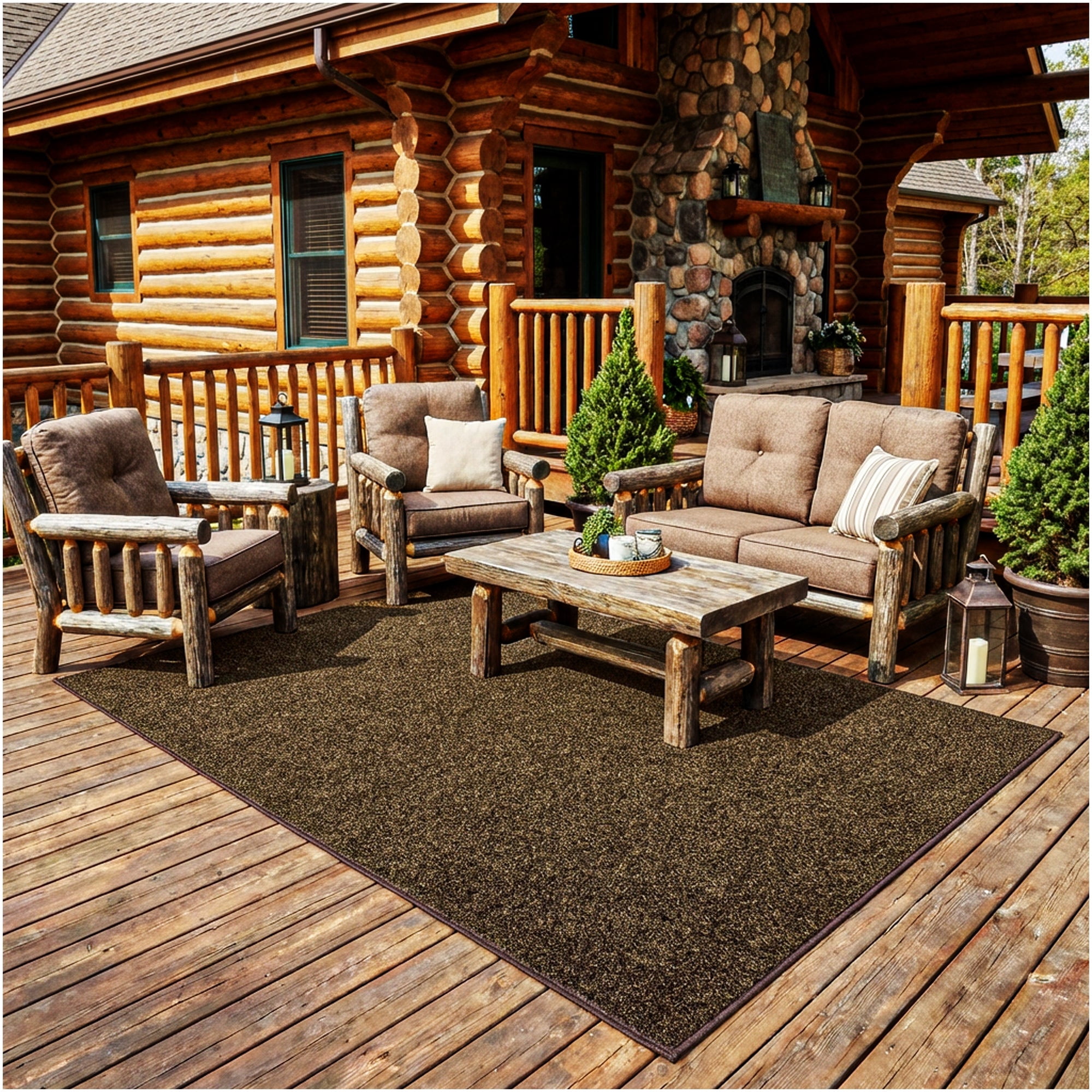 Koeckritz Rugs Grizzly Grass Pecan Brown Indoor/Outdoor Turf Area Rug, 3' x 8'