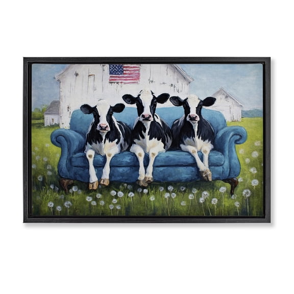 Stupell Industries Rustic Lodge Barnyard Sofa Sisters Black Floating Frame Canvas Art, 25 x 17, by Tina LeCour