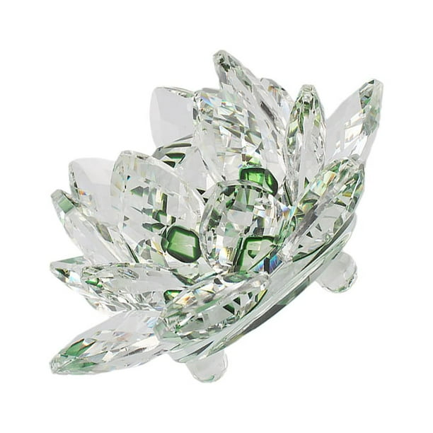 Yuarrent Cristal Flor de loto Piedras naturales Feng Shui Esfera Cristales Flores Adornos decorativos Fiesta en casa Verde Type3 NO3