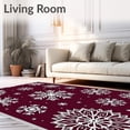 thumbnail image 2 of ODIKA 3'x5' Machine Washable Non-Slip Area Rug, Winter Wonderland Snowflake Floor Holiday Design High Traffic Rug, Red, 613184, 2 of 7