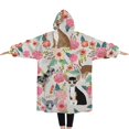 thumbnail image 2 of Oversized Wearable Blanket Hoodie,Chihuahua and Flower Florals Sherpa Blanket Hoodie with Super Pockets,Super Warm Fuzzy Pullover for Women & Men, 2 of 6