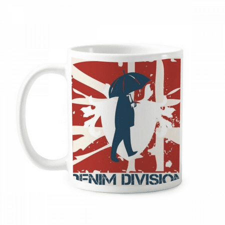 

Red Blue Man Umbrella Pattern Graffiti Street Mug Pottery Cerac Coffee Porcelain Cup Tableware