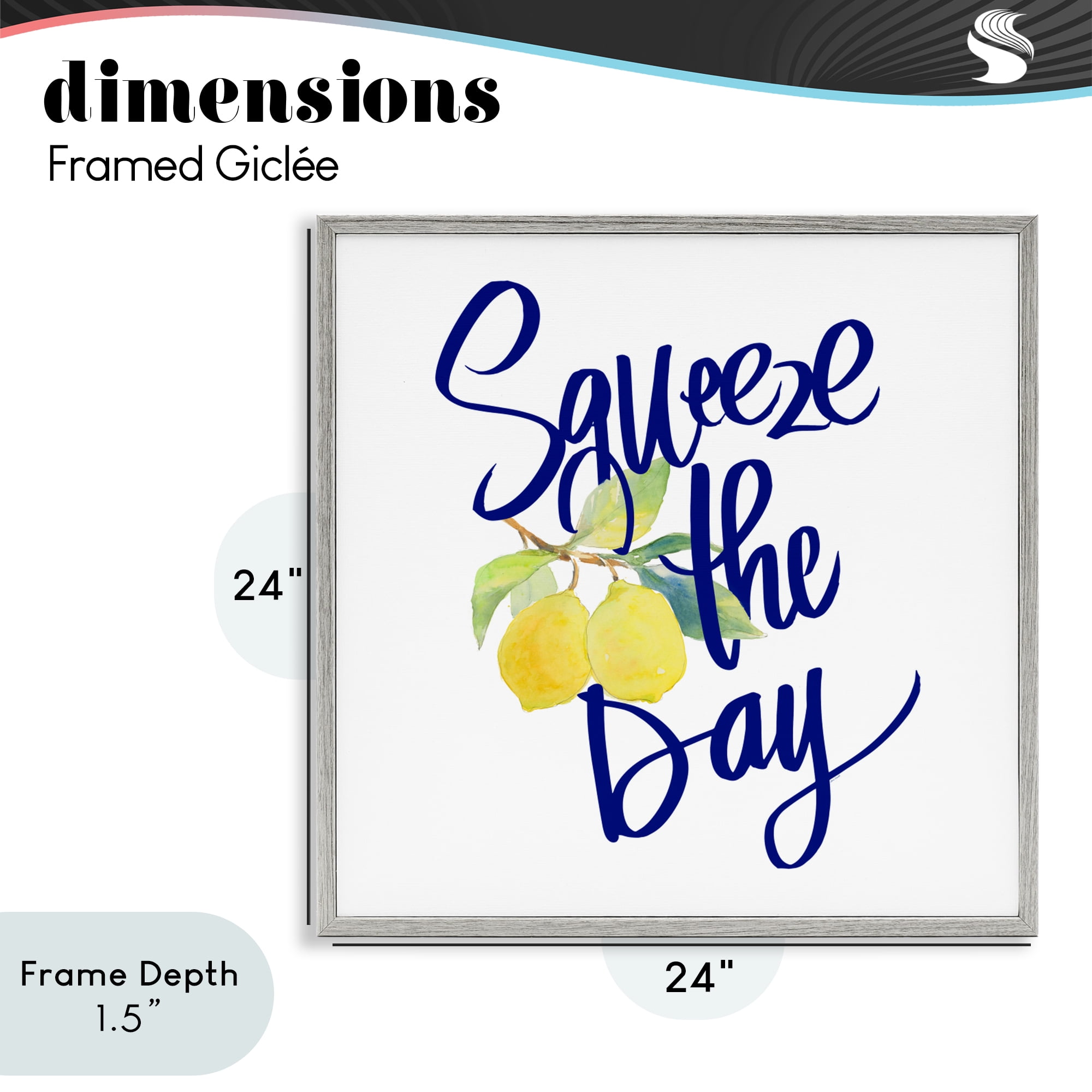 Stupell Industries Cursive Squeeze The Day Gray Framed Giclee Art, design by Lanie Loreth