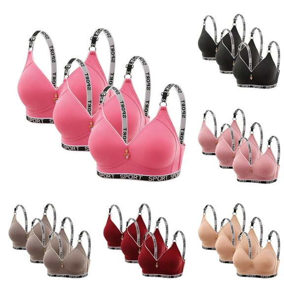 SMihono Womens 3 Pack Support Bras Comfortable Full Coverage Bra Wireless Beaded Bras Everyday Sport Push Up Bralette Black XXL