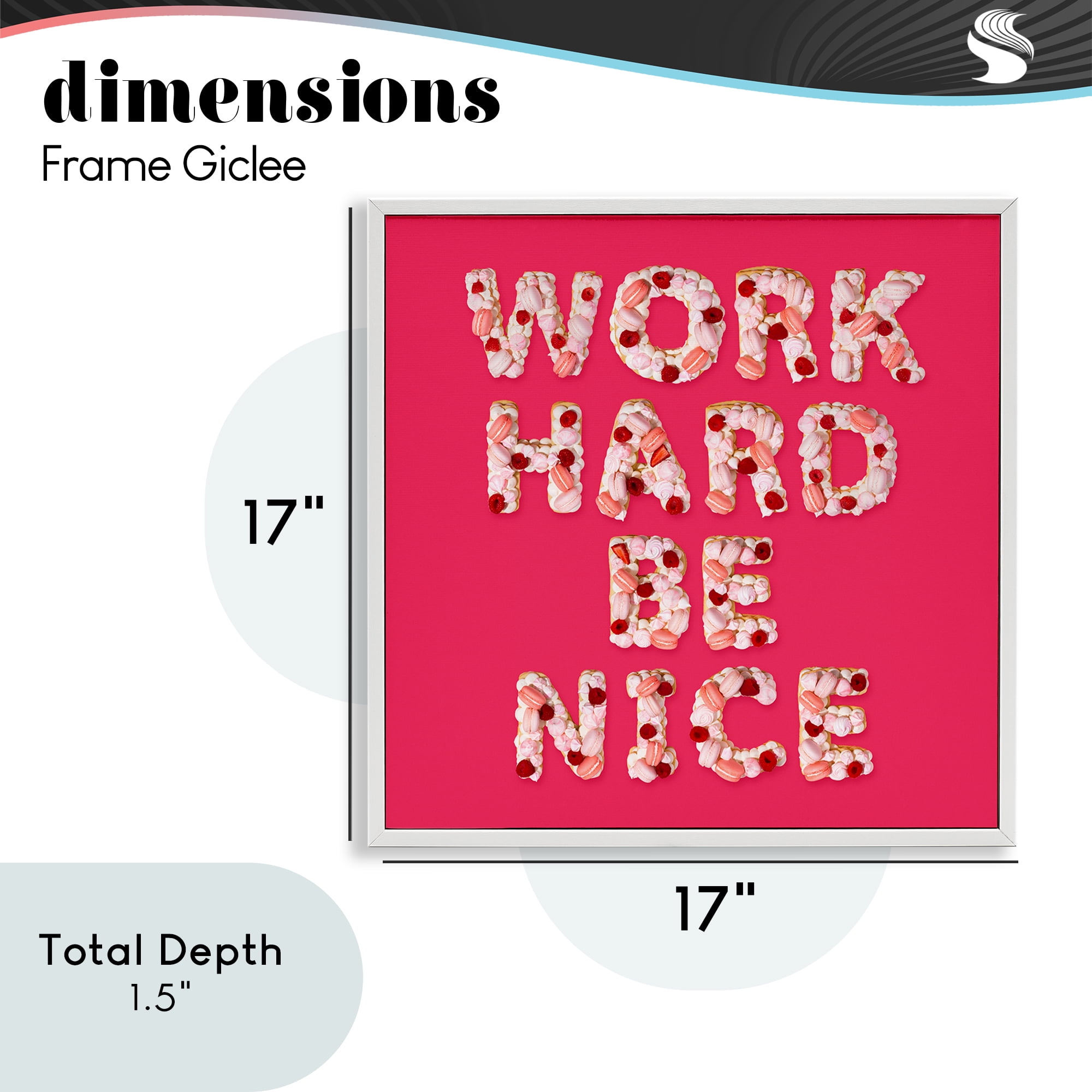 Work Hard Be Nice White Framed Giclee Art, design by LISH Creative