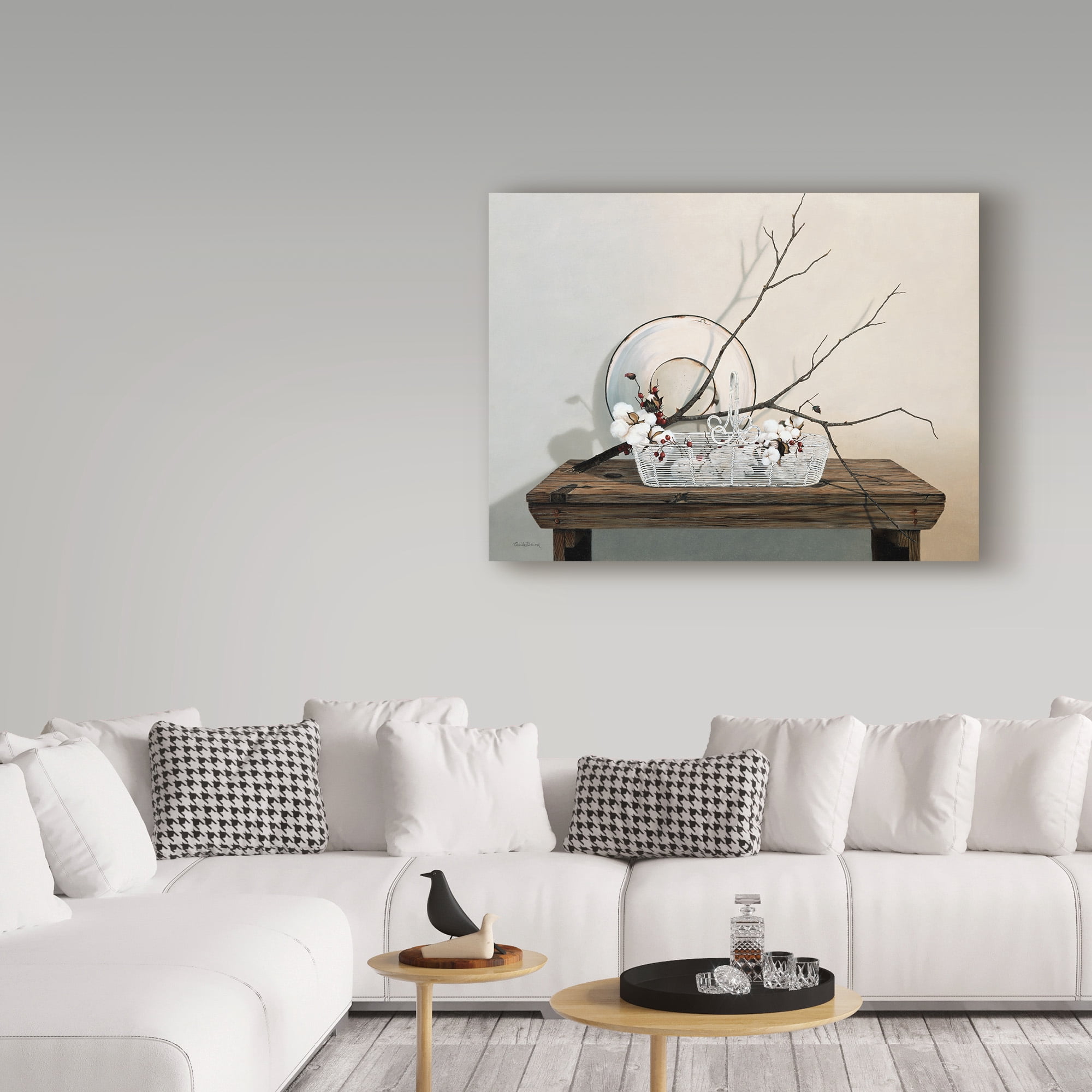 Trademark Fine Art 'Wire Basket With Cotton' Canvas Art by Cecile Baird
