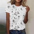 thumbnail image 2 of Tnhcen T-Shirt de Base à Manches Courtes d'Été à Col Rond pour Femme avec Imprimé d'Animaux Marins / Extensible, Respirant, Grande Taille (P-3TG) / Décontracté, Plage, Usage Quotidien, 2 of 4
