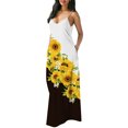 thumbnail image 4 of Lenago Robes Formelles Grande Taille pour Femmes Décontractées Imprimé Col Rond Poches Sans Manches Maxi Longue Robe Été Plage en Liquidation, 4 of 9