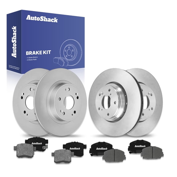 AutoShack Front Vented & Rear Solid Brake Rotors   Ceramic Pads 12-PC Brake Kit Replacement for 2016-2017 Honda Accord