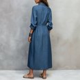 thumbnail image 2 of Morttic Women's Elegant Lapel Long Sleeve Button Down Shirt Dress – Drawstring Waist Casual Split Dress with Side Pockets Navy Blue，L, 2 of 5